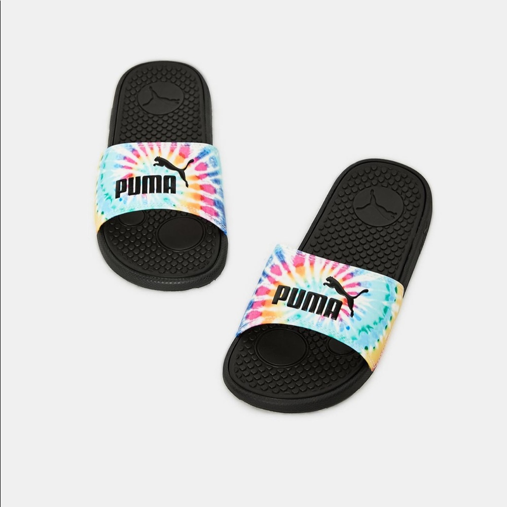 NWT Puma Cool Cat Tie  Dye Slides Black NWT